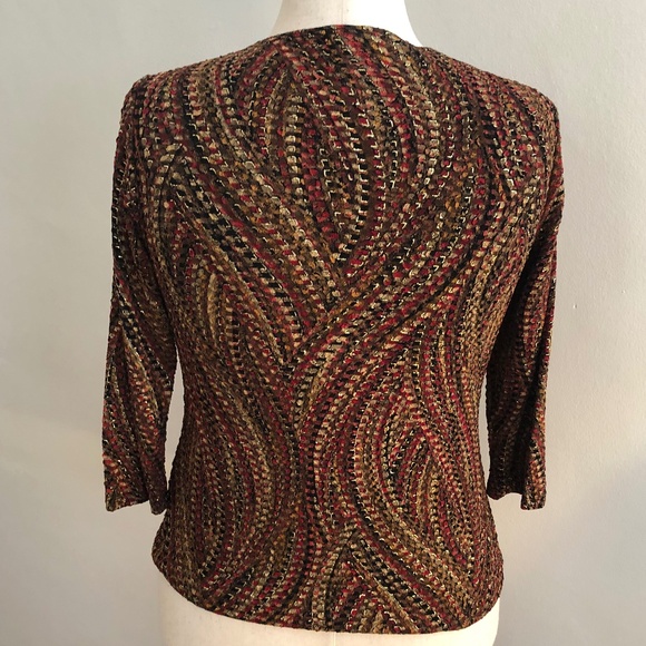 Notations Gold Multi Colored Acetate Blouse Crinkled Material - Picture 3 of 10